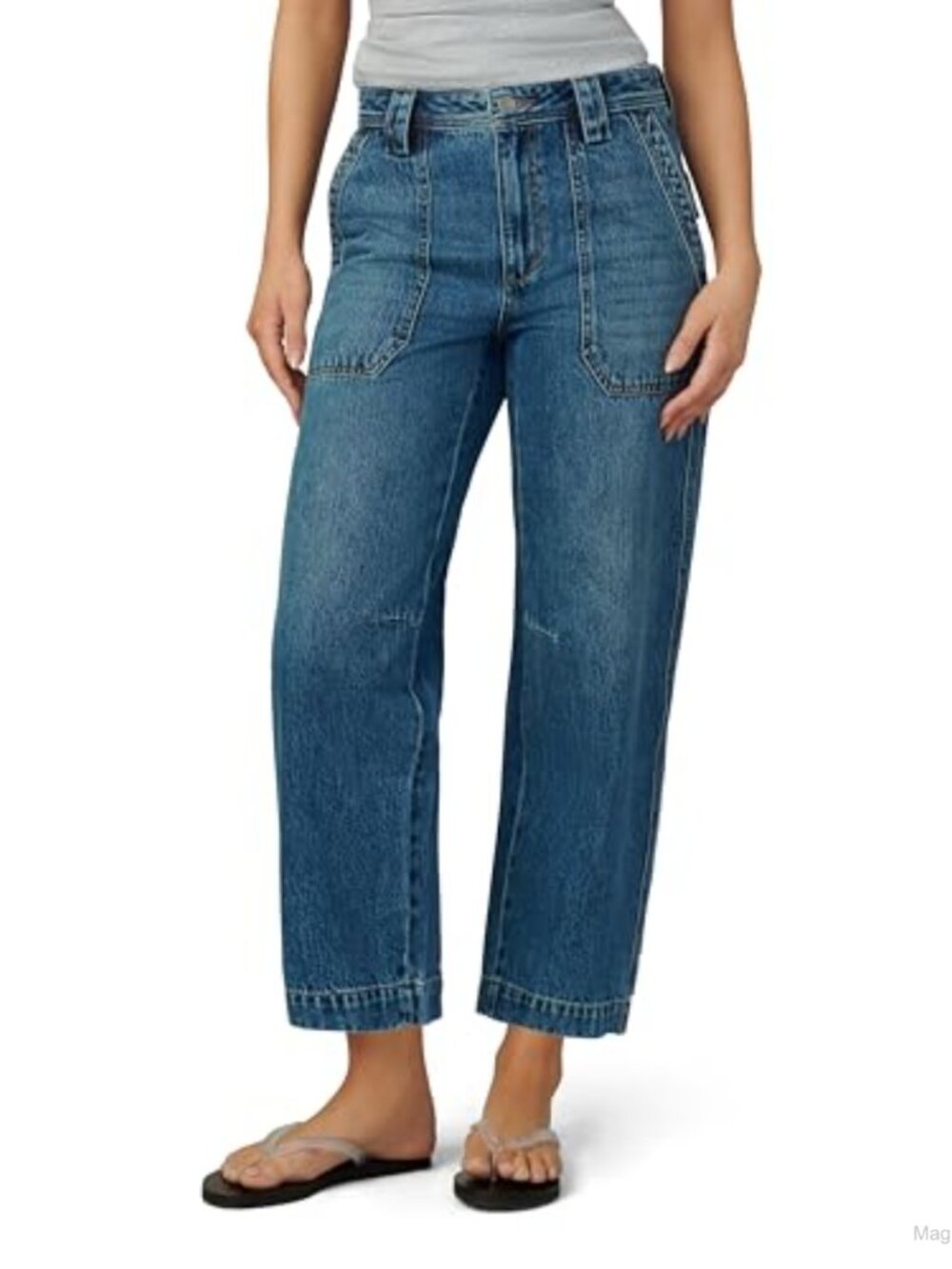 Relaxed High Rise Carpenter Jeans Ankle Length 100% Cotton Tapered